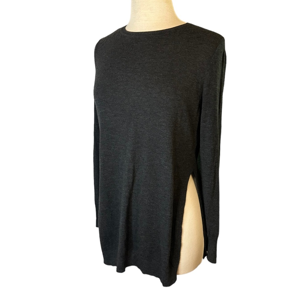 Zara Knit Women's Dark Gray Casual Sweater with Slit Size Small